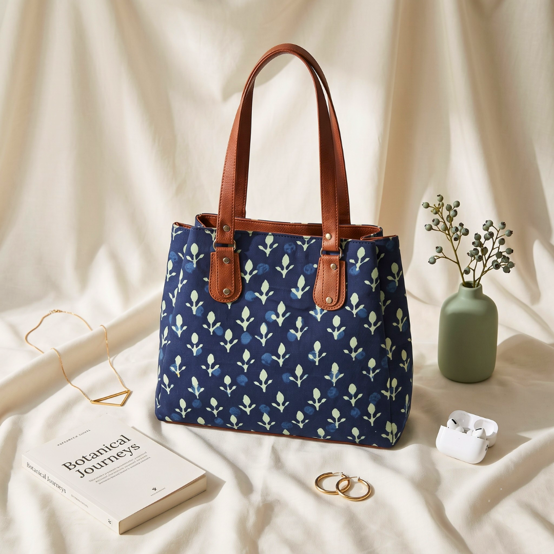 3 Partition Tote Bag for Women - Blue