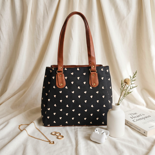3 Partition Tote Bag for Women - Black