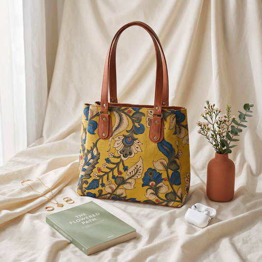 3 Partition Tote Bag for Women - Kalamkari