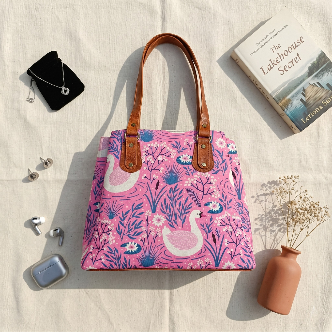 3 Partition Tote Bag for Women - Linen - Surovi Bags
