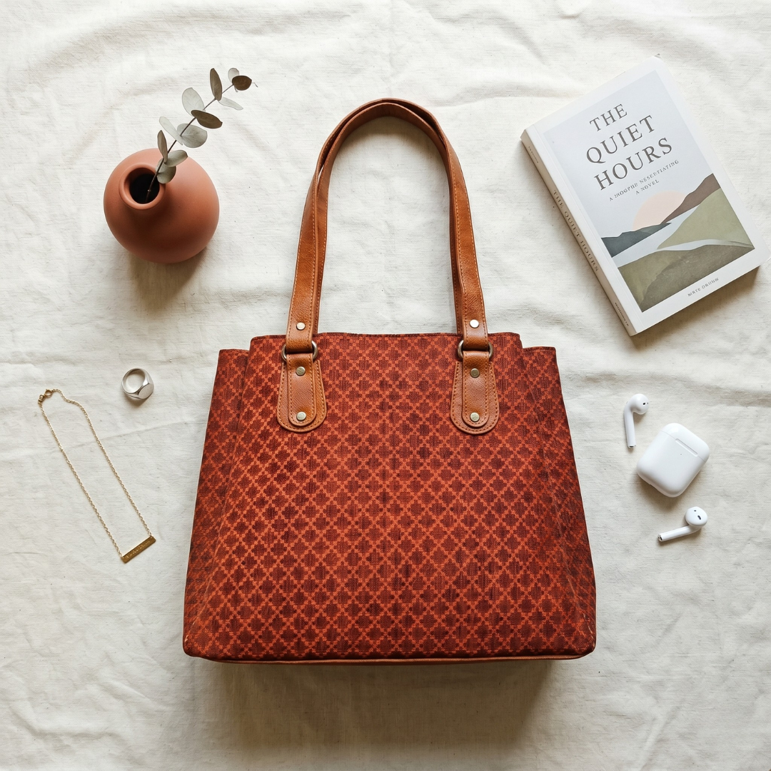 3 Partition Tote Bag for Women - Khadi - Surovi Bags