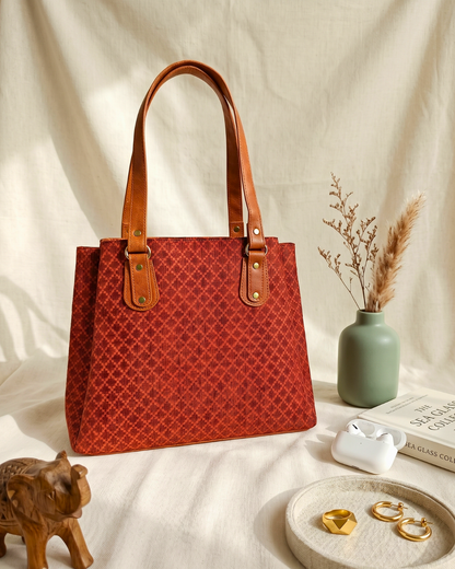 3 Partition Tote Bag for Women - Khadi - Surovi Bags
