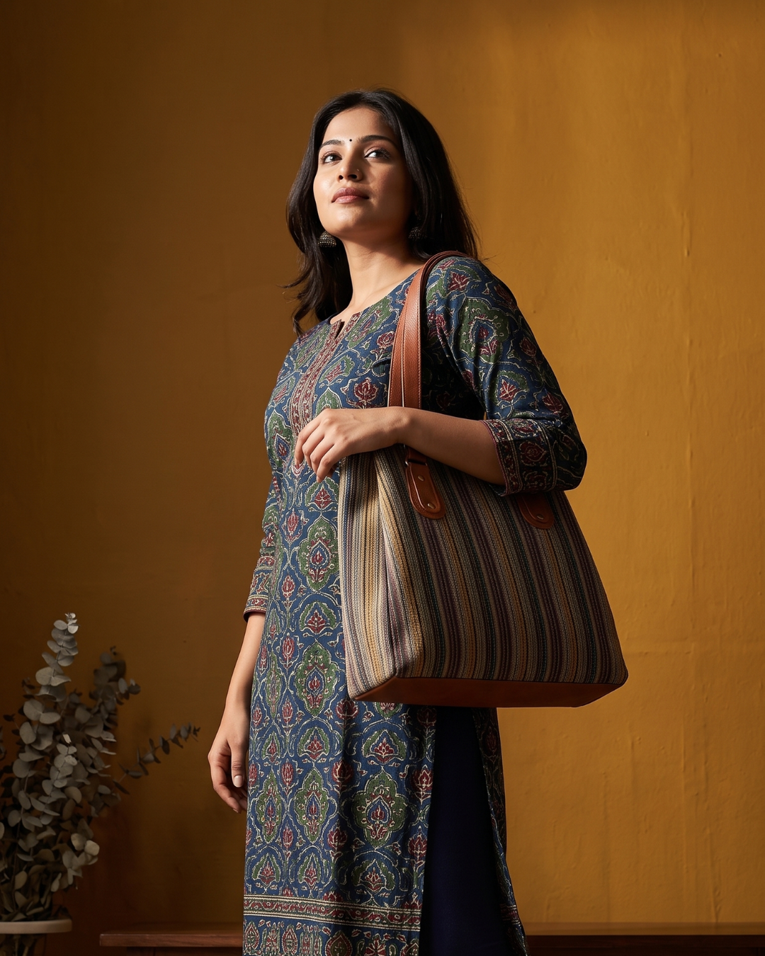 3 Partition Jacquard Tote Bags for Office - Golden Weave