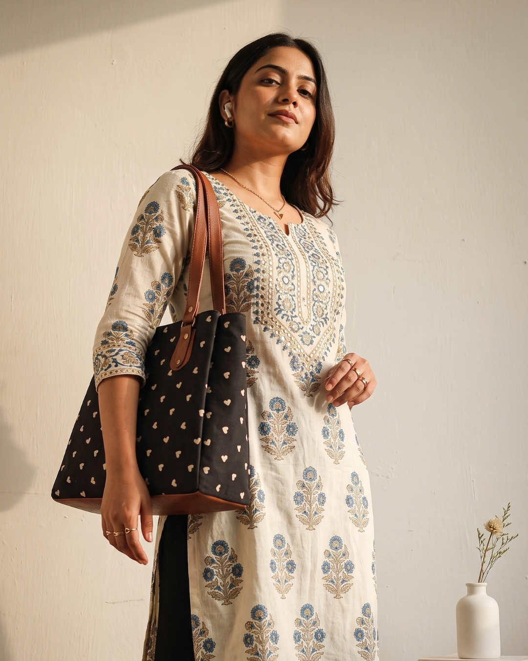 3 Partition Tote Bag for Women - Black