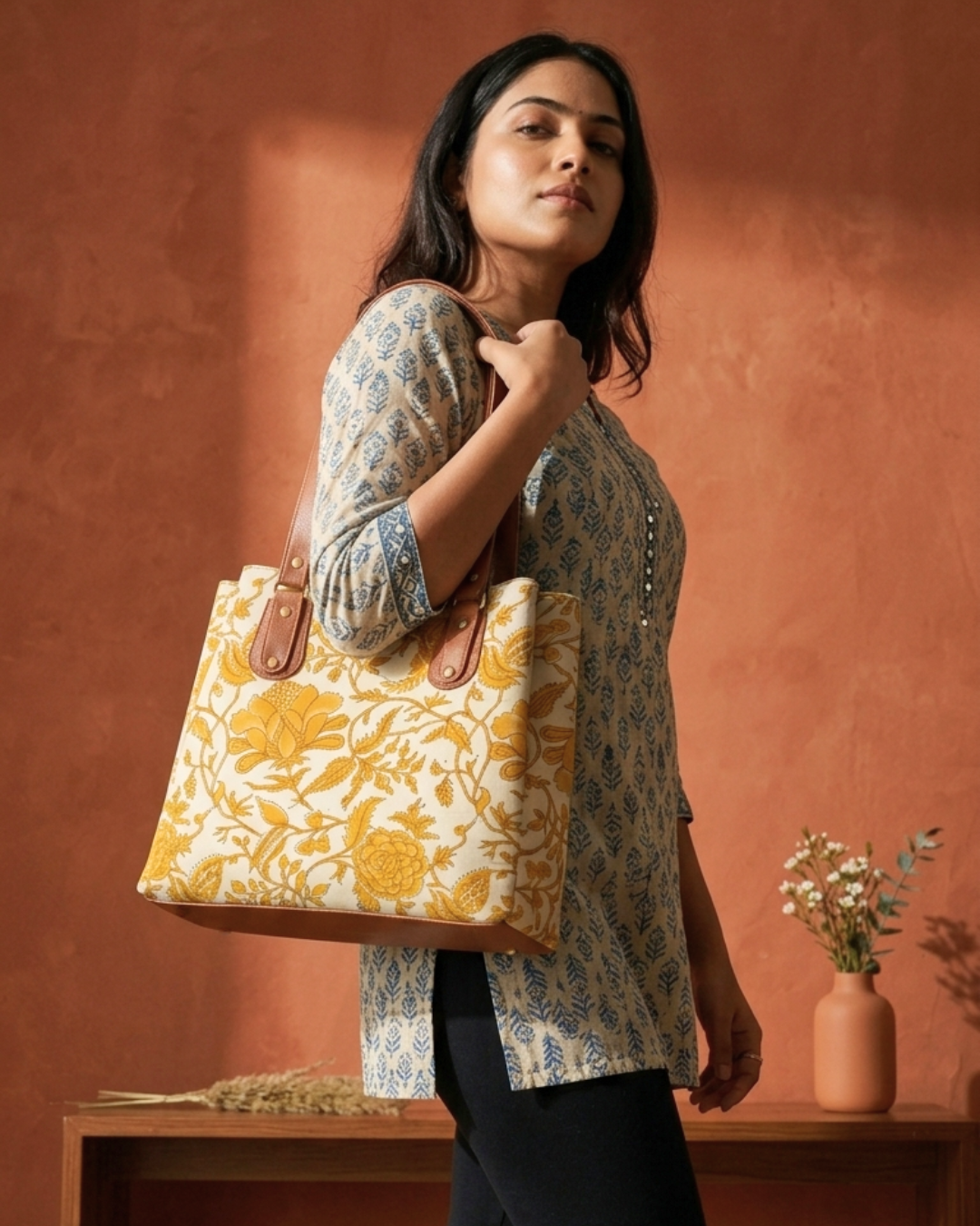 3 Partition Tote Bag for Women - Yellow