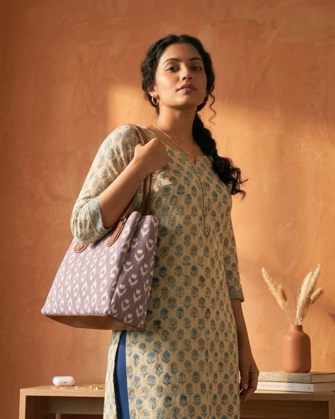 3 Partition Tote Bag for Women - Linen - Surovi Bags