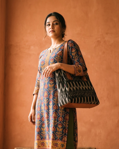 3 Partition Tote Bag for Women - Khadi