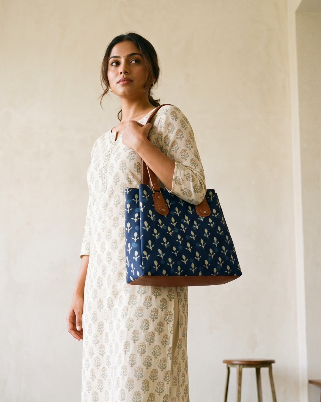 3 Partition Tote Bag for Women - Blue
