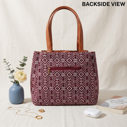 3 Partition Jacquard Tote Bags for Office - Strips