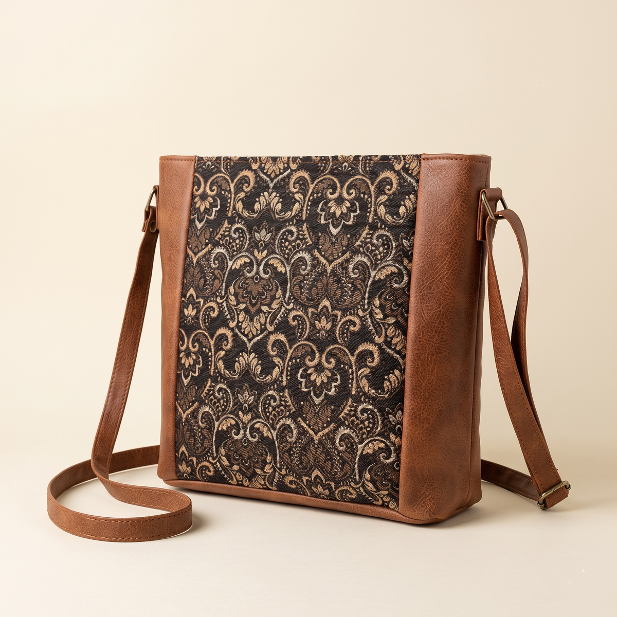 Jute Frame Sling - Handcrafted Traditional Crossbody Bag - Golden Weave