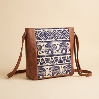 Jute Frame Sling - Handcrafted Traditional Crossbody Bag - Elephant