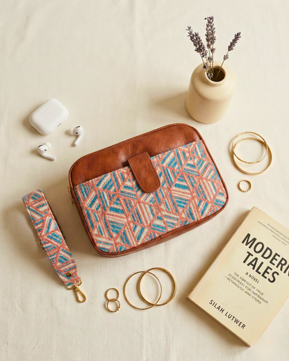 Magnetic Sling Bag Jacquard - Orange Tribal