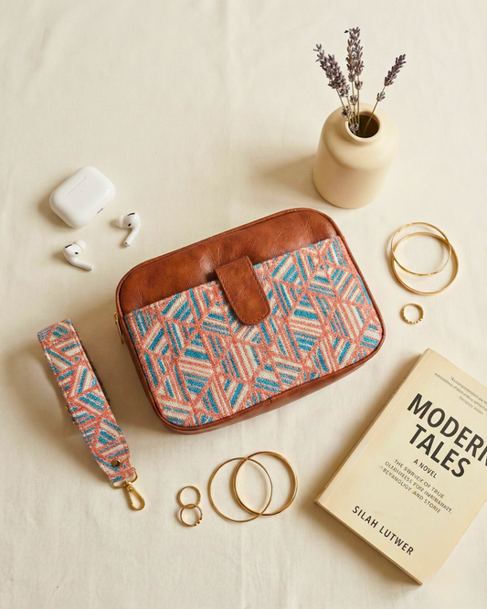 Magnetic Sling Bag Jacquard - Orange Tribal
