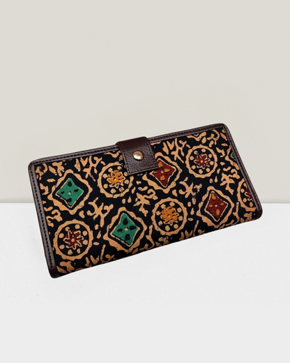 Ikkat Fusion Flap Wallet - Black Ajrak