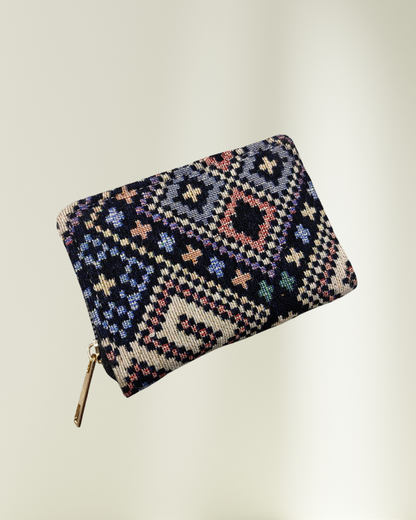 Jacquard Foldable Pocket Wallet For Women - Blue - Surovi Bags