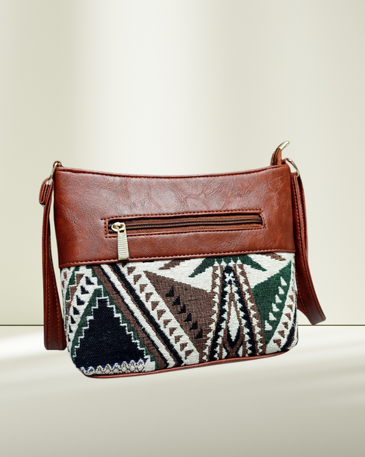 Everyday Explorer Sling Bag - Green Tribal Weave