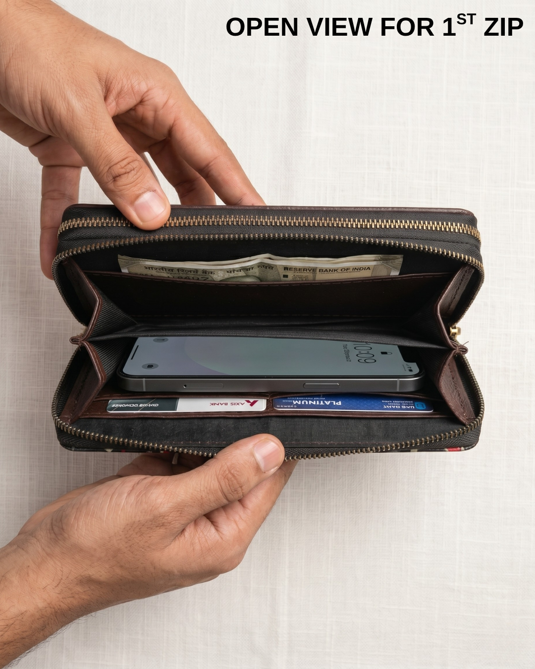 Wallet Combo - Double Zip Wallet + Pocket Wallet - Wave - Surovi Bags