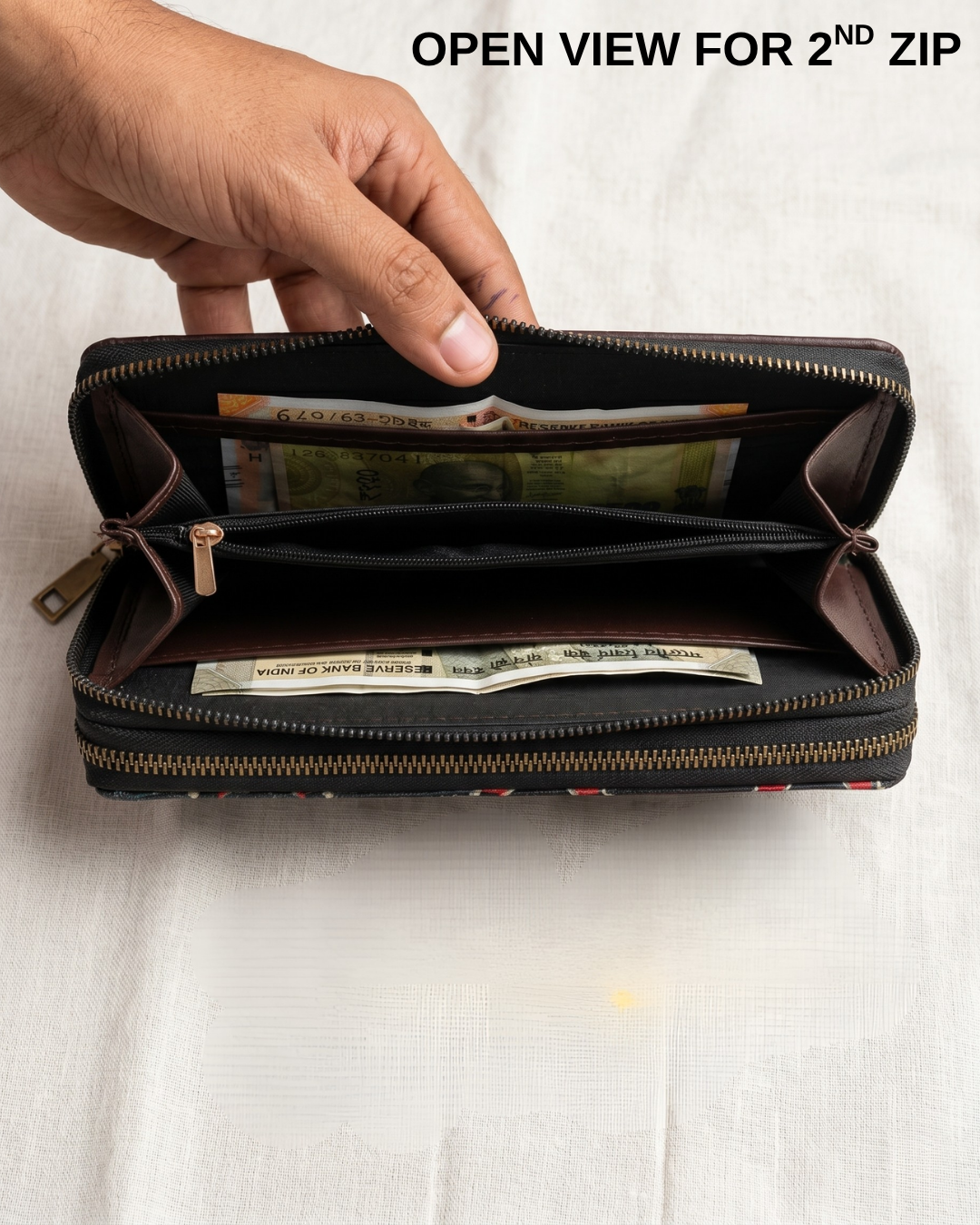 Wallet Combo - Double Zip Wallet + Pocket Wallet - Wave - Surovi Bags