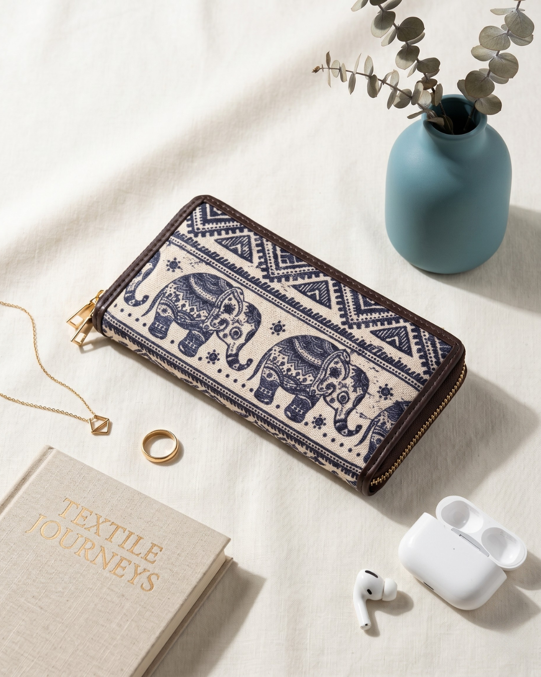Double Zip Wallet for Secure and Organized Storage - Elephant