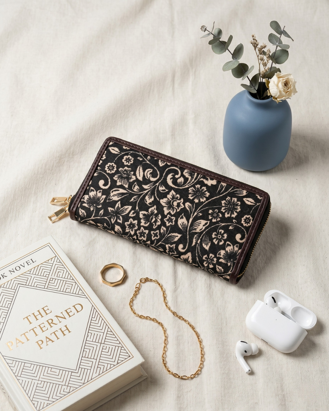 Double Zip Wallet for Secure and Organized Storage - Kalamkari - Surovi Bags
