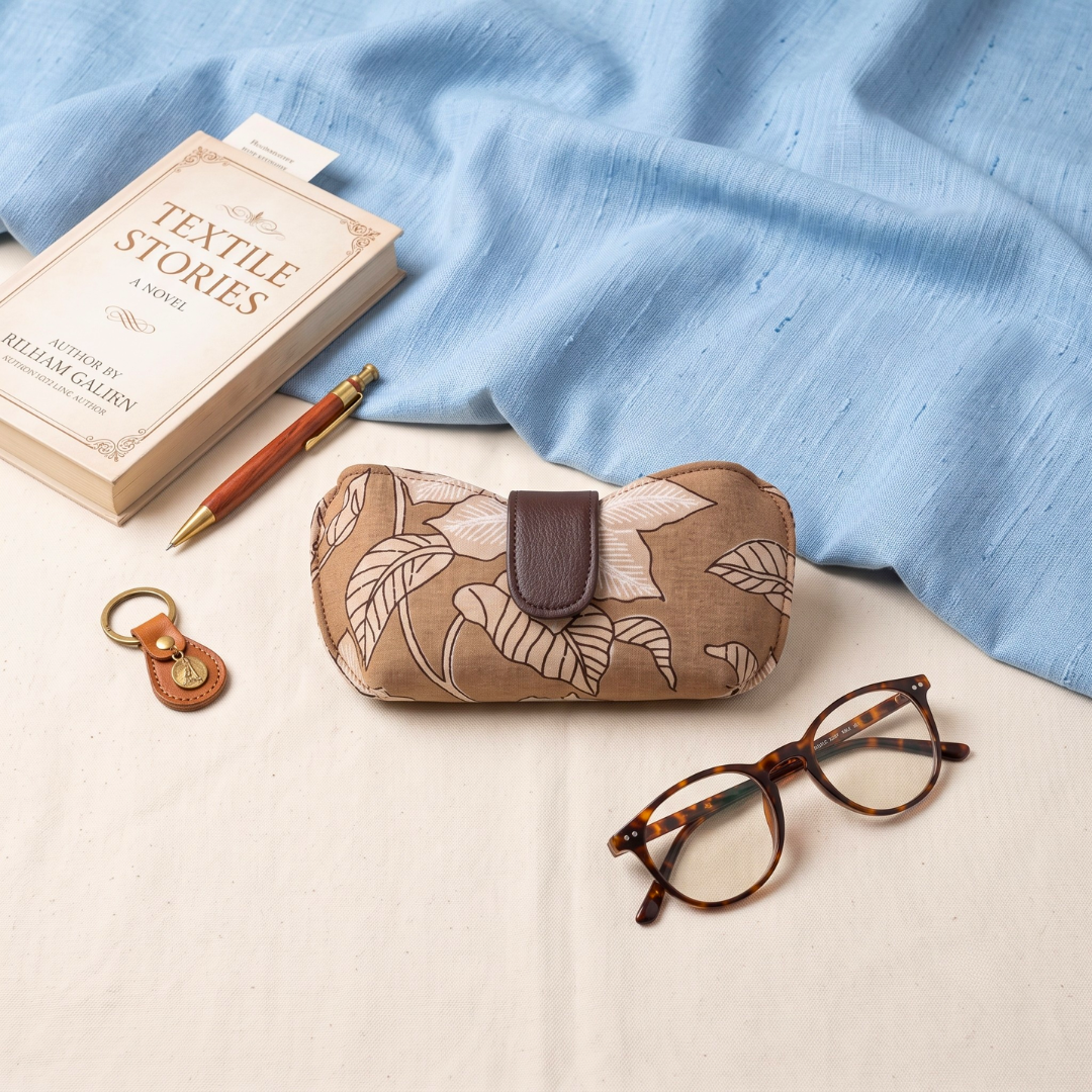 Trendy Ikkat Goggle; Spectacle Cases - Beige - Surovi Bags