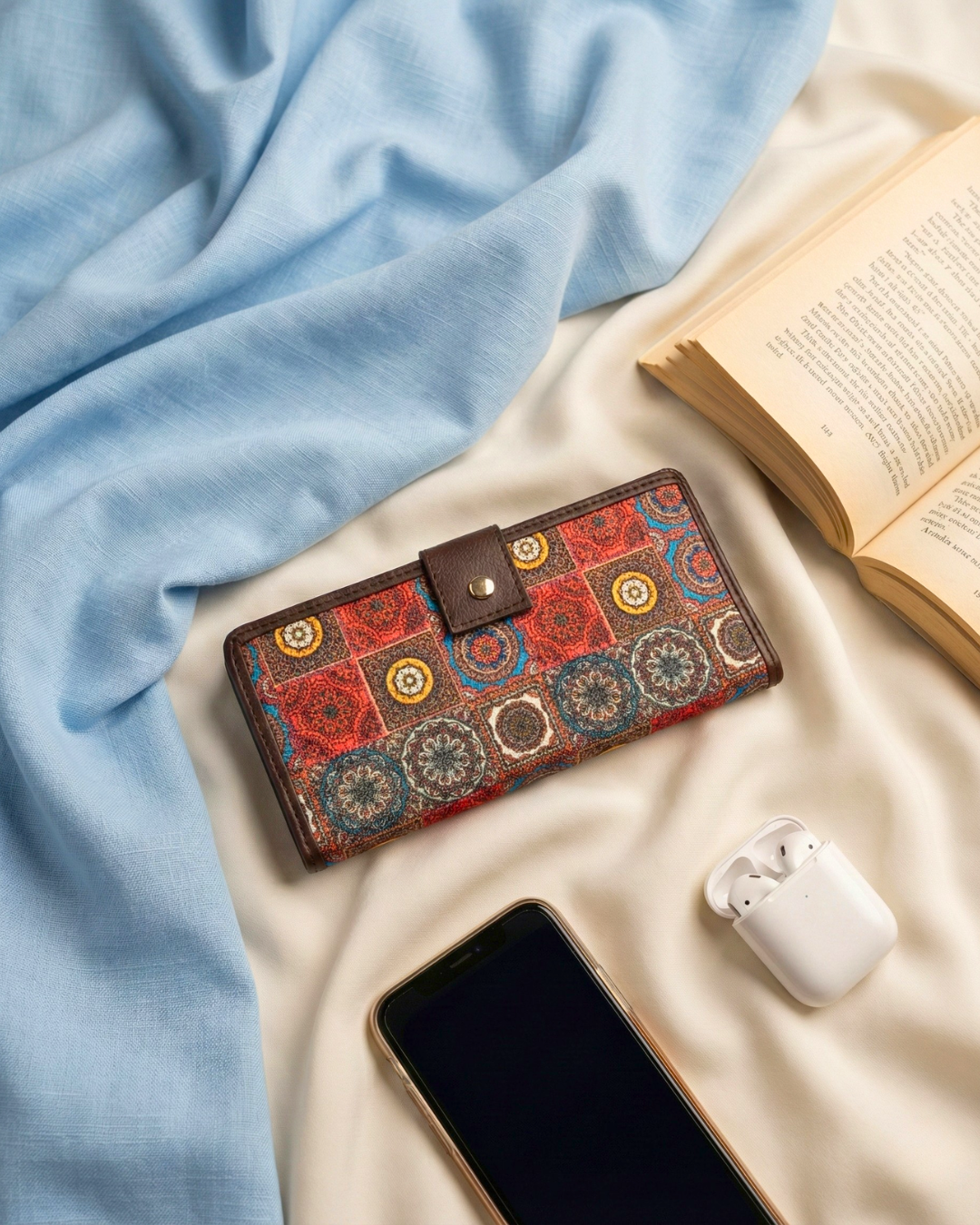 Ikkat Fusion Flap Wallet - Mandala - Surovi Bags