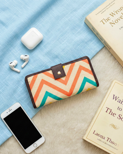 Ikkat Fusion Flap Wallet - Wave - Surovi Bags