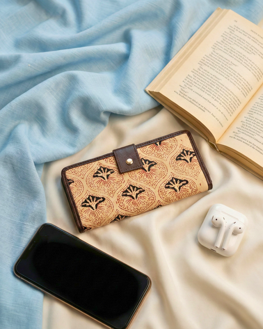 Ikkat Fusion Flap Wallet - Black Mandala Print - Surovi Bags