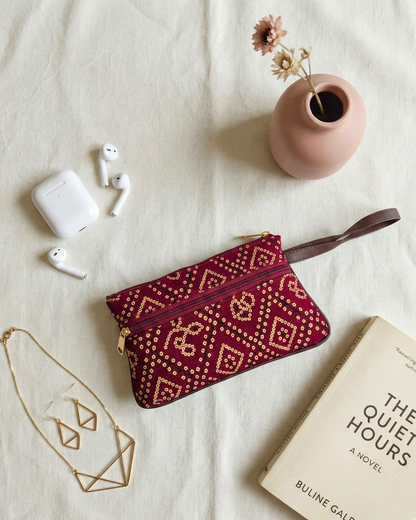 Multi Zipper Mobile Pouch For Women - Red Bandejh