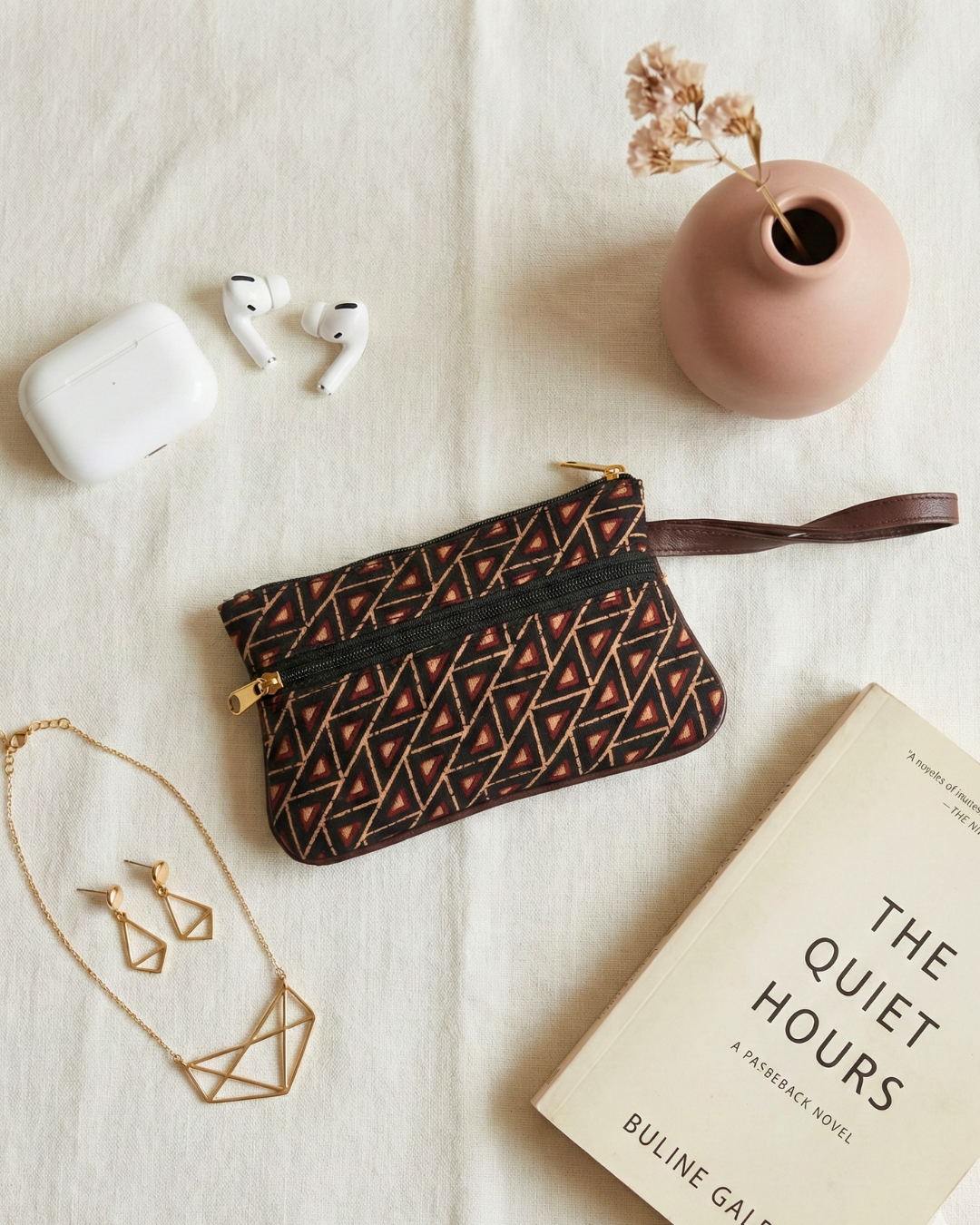 Multi Zipper Mobile Pouch For Women - Black Worli