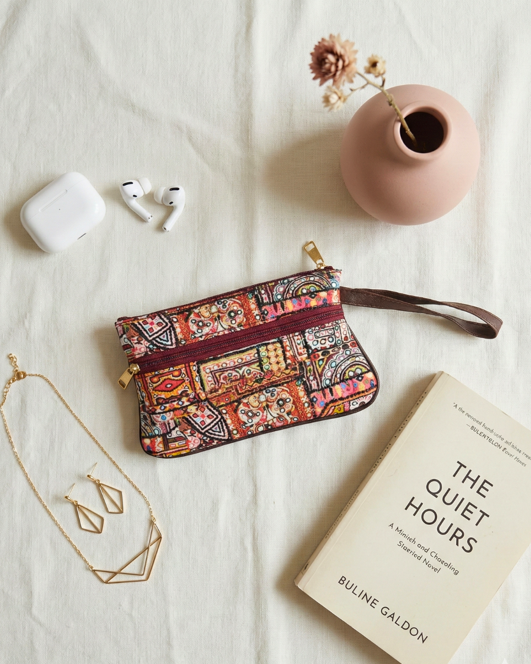 Multi Zipper Mobile Pouch For Women - Multi Color Collage