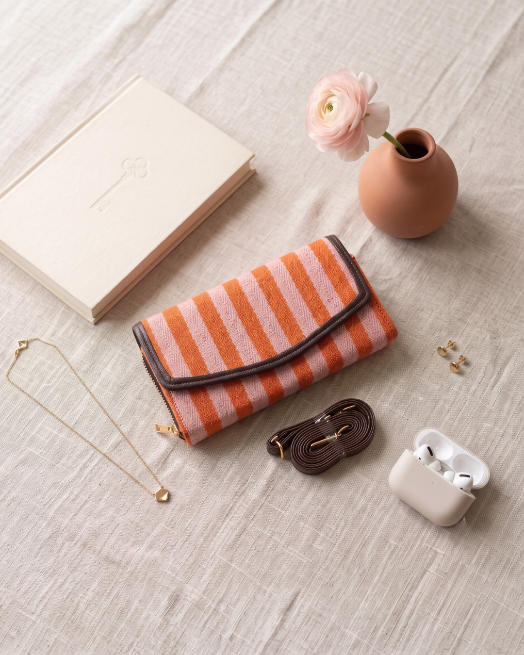 Stylish and Compact Jacquard Sling Wallet - Strips - Surovi Bags
