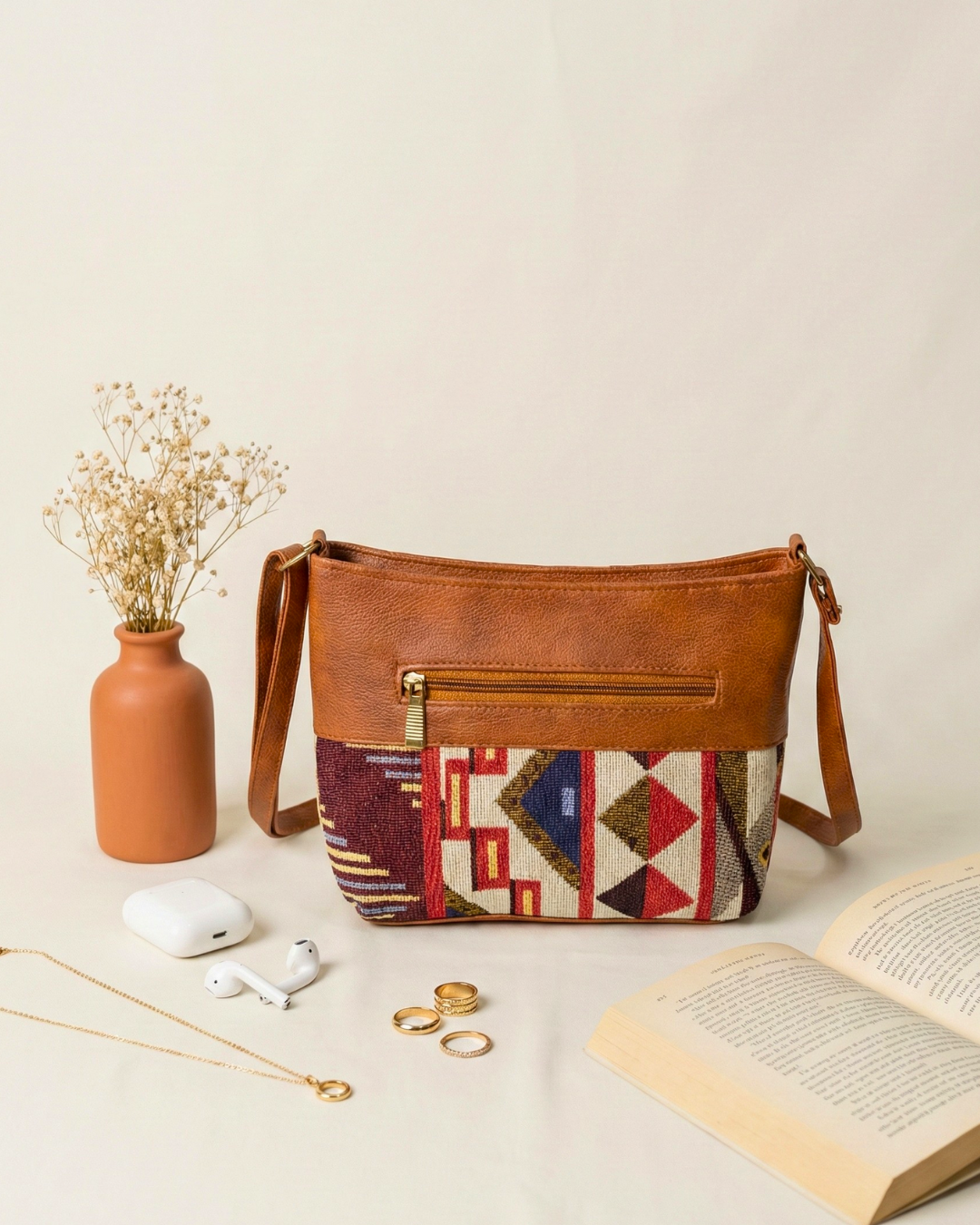 Everyday Explorer Sling Bag - Red Tribal Weave - Surovi Bags