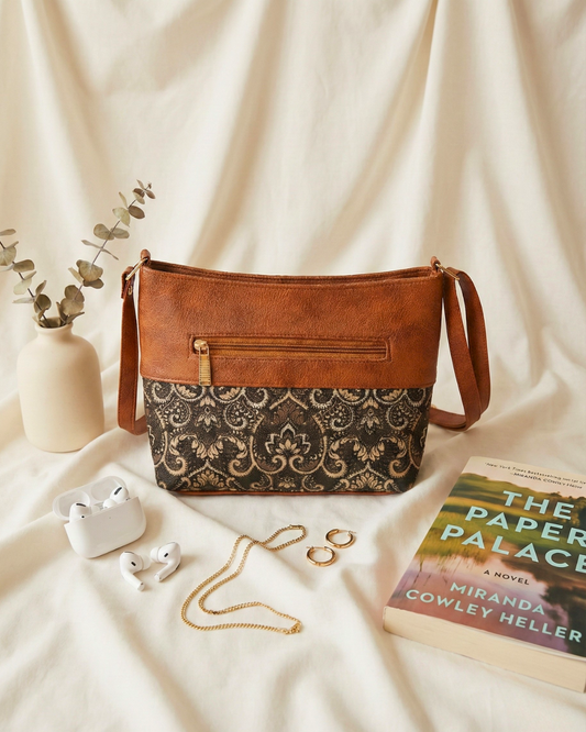 Everyday Explorer Sling Bag Jute - Golden Kalamkari