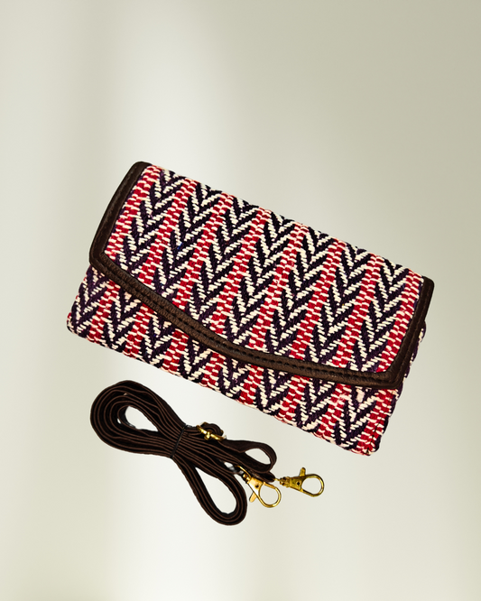 Stylish and Compact Jacquard Sling Wallet - Rainbow Weave