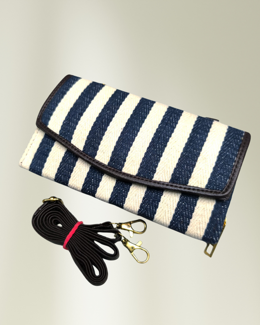Stylish and Compact Jacquard Sling Wallet - Black Weave