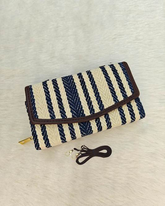 Stylish and Compact Jacquard Sling Wallet - Unequal Strips