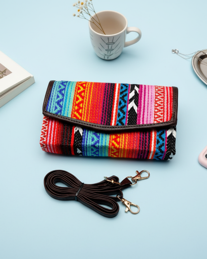 Stylish and Compact Jacquard Sling Wallet - MultiColor