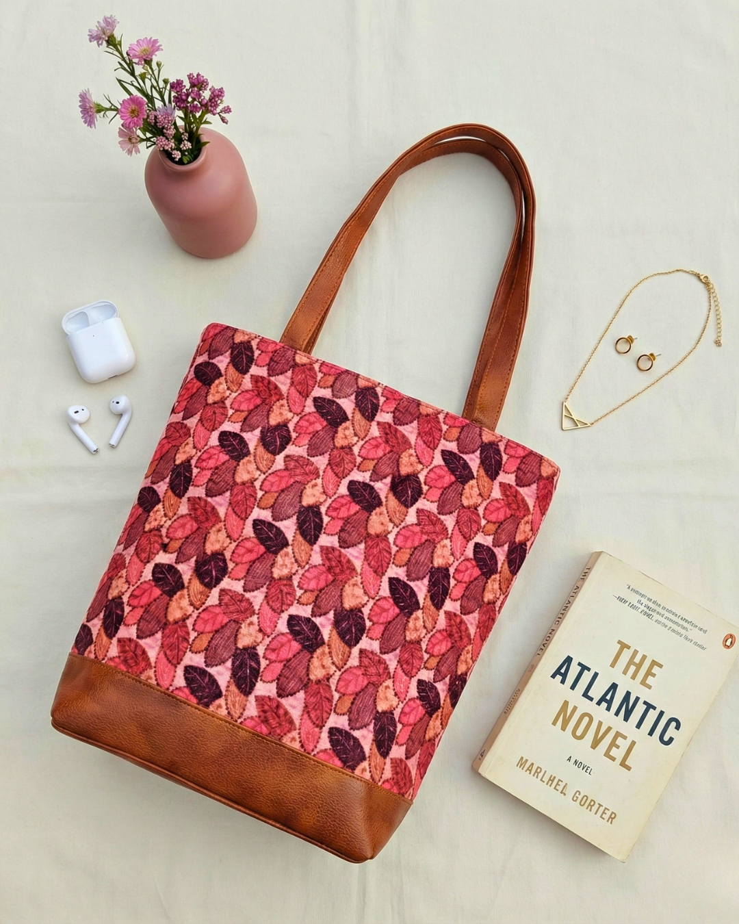 The Velvet Tote - Leafs - Surovi Bags