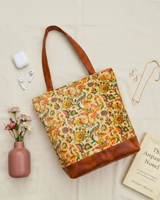 The Velvet Tote - Yellow Floral