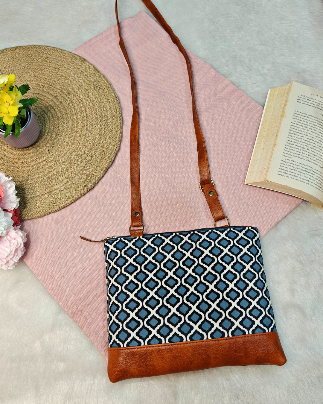 Everyday Convenience: The Jaipuri & Ikkat Sling Bag - Grey
