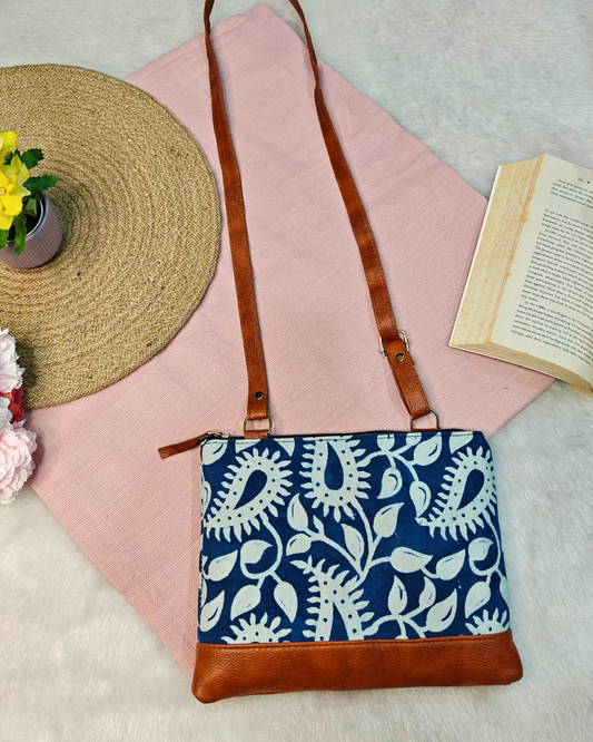 Everyday Convenience: The Jaipuri & Ikkat Sling Bag - Indigo