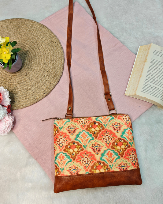 Everyday Convenience: The Jaipuri & Ikkat Sling Bag - Mughal Motif