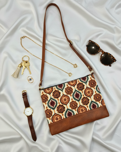 Everyday Convenience: The Jaipuri & Ikkat Sling Bag - Ajrak