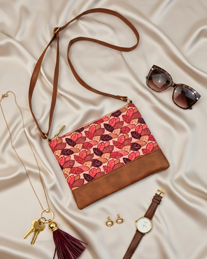 Everyday Convenience: The Jaipuri & Ikkat Sling Bag - Leaf Print