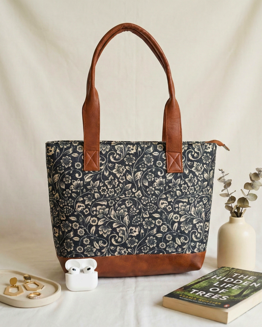 The Signature Tote - Black Kalamkari - Surovi Bags