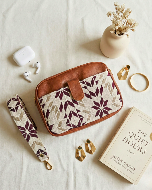 Magnetic Sling Bag Jacquard - Red Floral