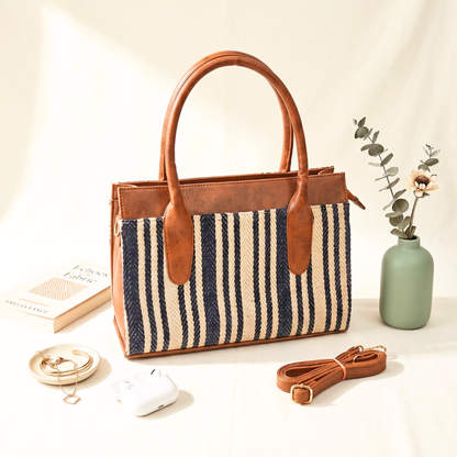Women Urban Jacquard Handbag - Strips - Surovi Bags