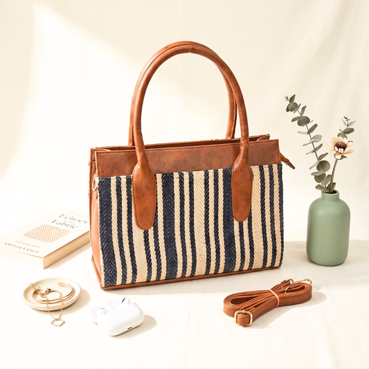Women Urban Jacquard Handbag - Strips - Surovi Bags