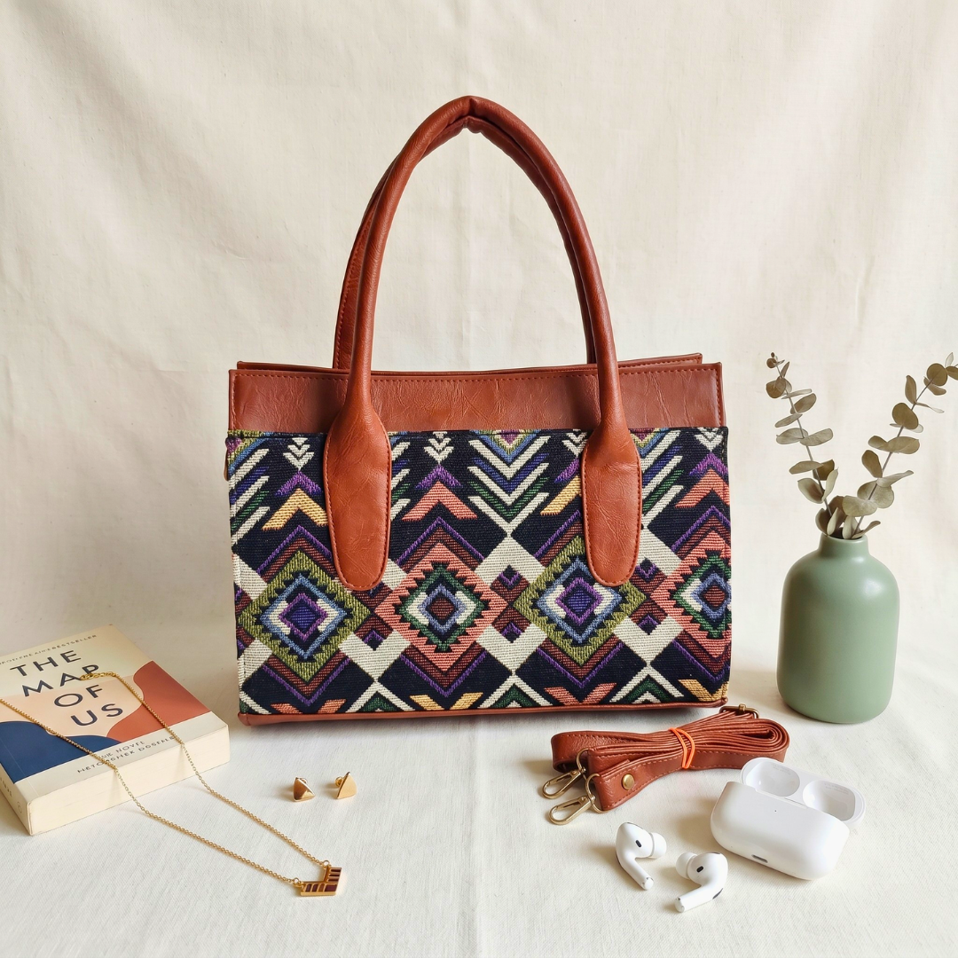 Women Urban Jacquard Handbag - Tribal Weave - Surovi Bags